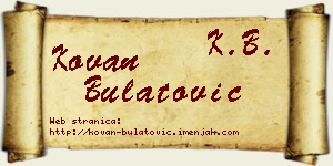 Kovan Bulatović vizit kartica